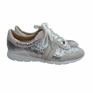 UGG Jaida Glitter Sneakers in Silver Suede and Leather